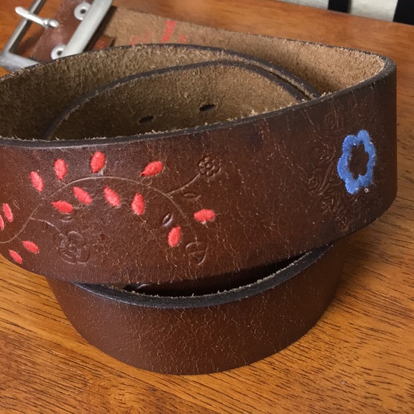 Lucky Brand Accessories - Lucky Brand embroidered & tooled leather belt